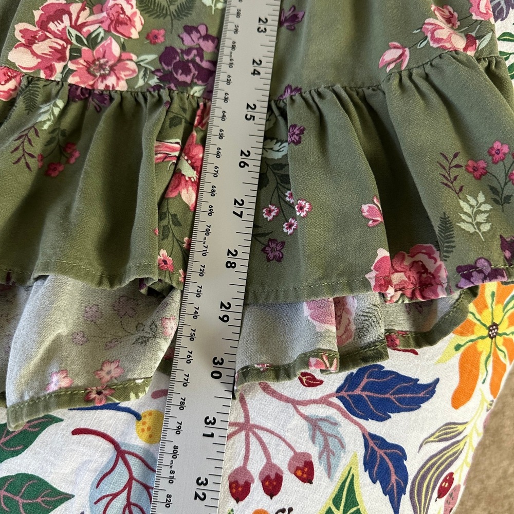 Terra & Sky Peasant Top Womens 1X Olive Green Floral Ruffle Bell Sleeve Boho - Picture 5 of 11